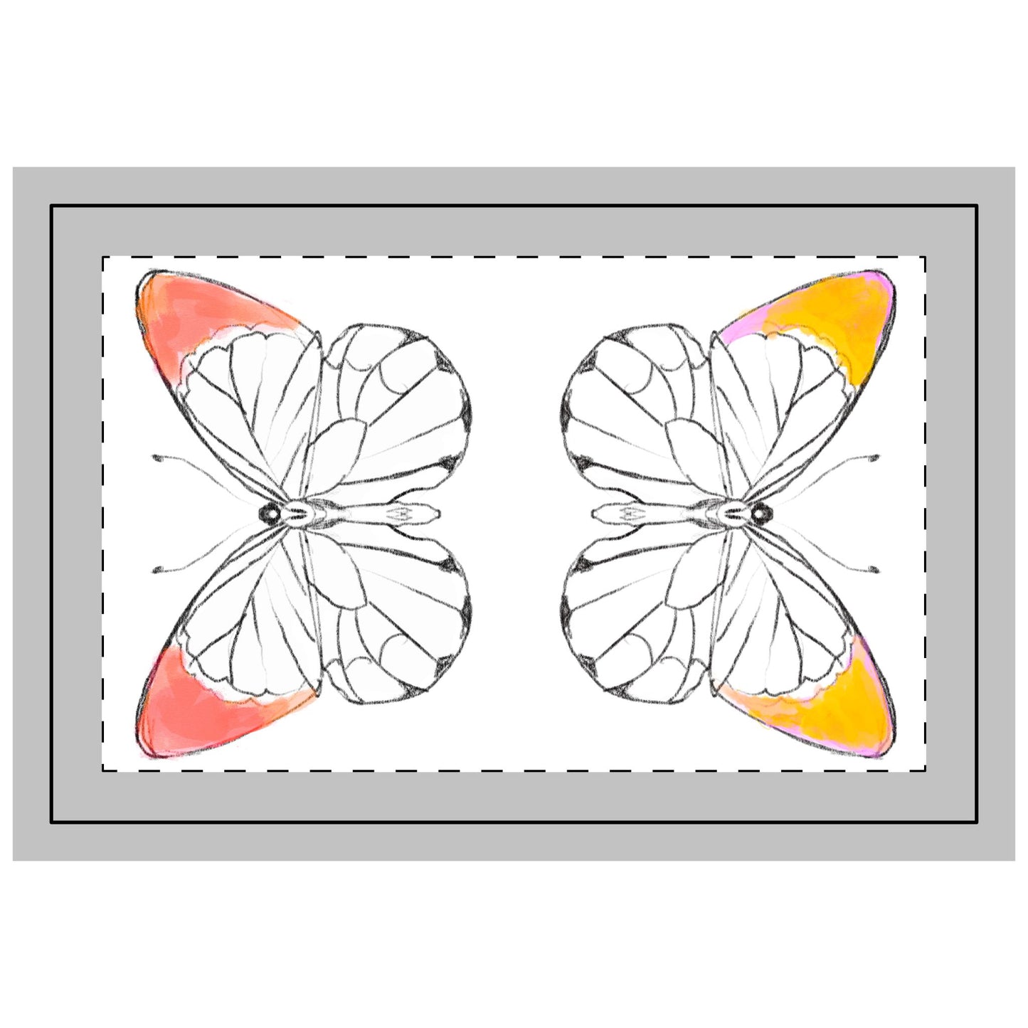 Quilted Placemat Lucy Butterflies Orange