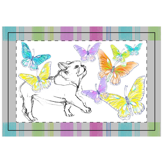Dogi Butterfly Flutter Poly Quilted Placemat Bulldog #4