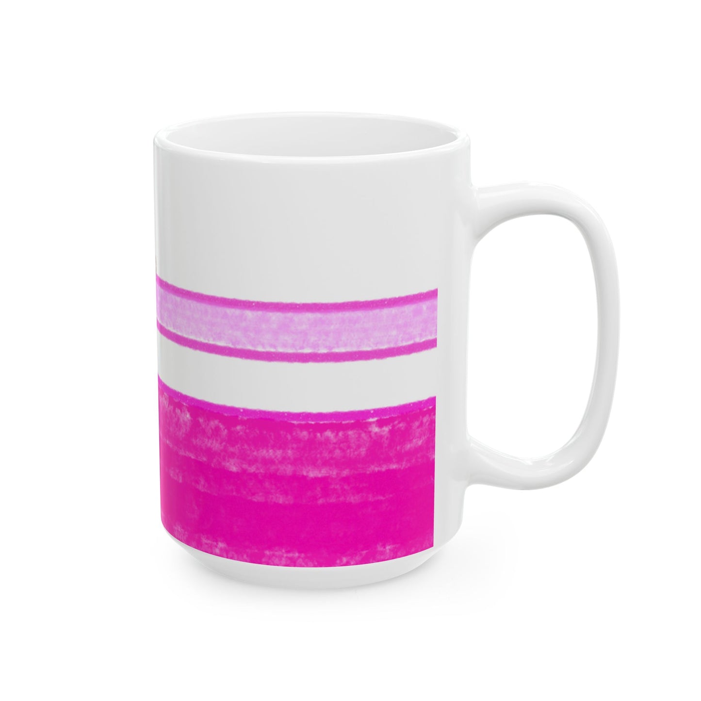 Mega Stripe Kitty Butterfly Flutter Ceramic Mug Raspberry Pink
