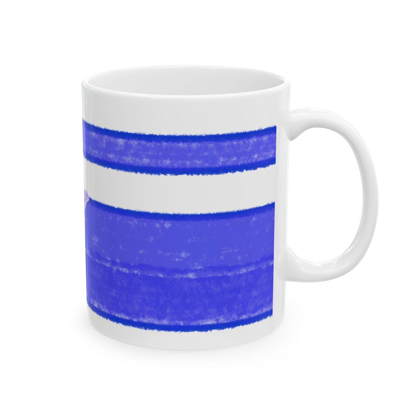 Mega Stripe Kitty Butterfly Flutter Ceramic Mug Ultramarine