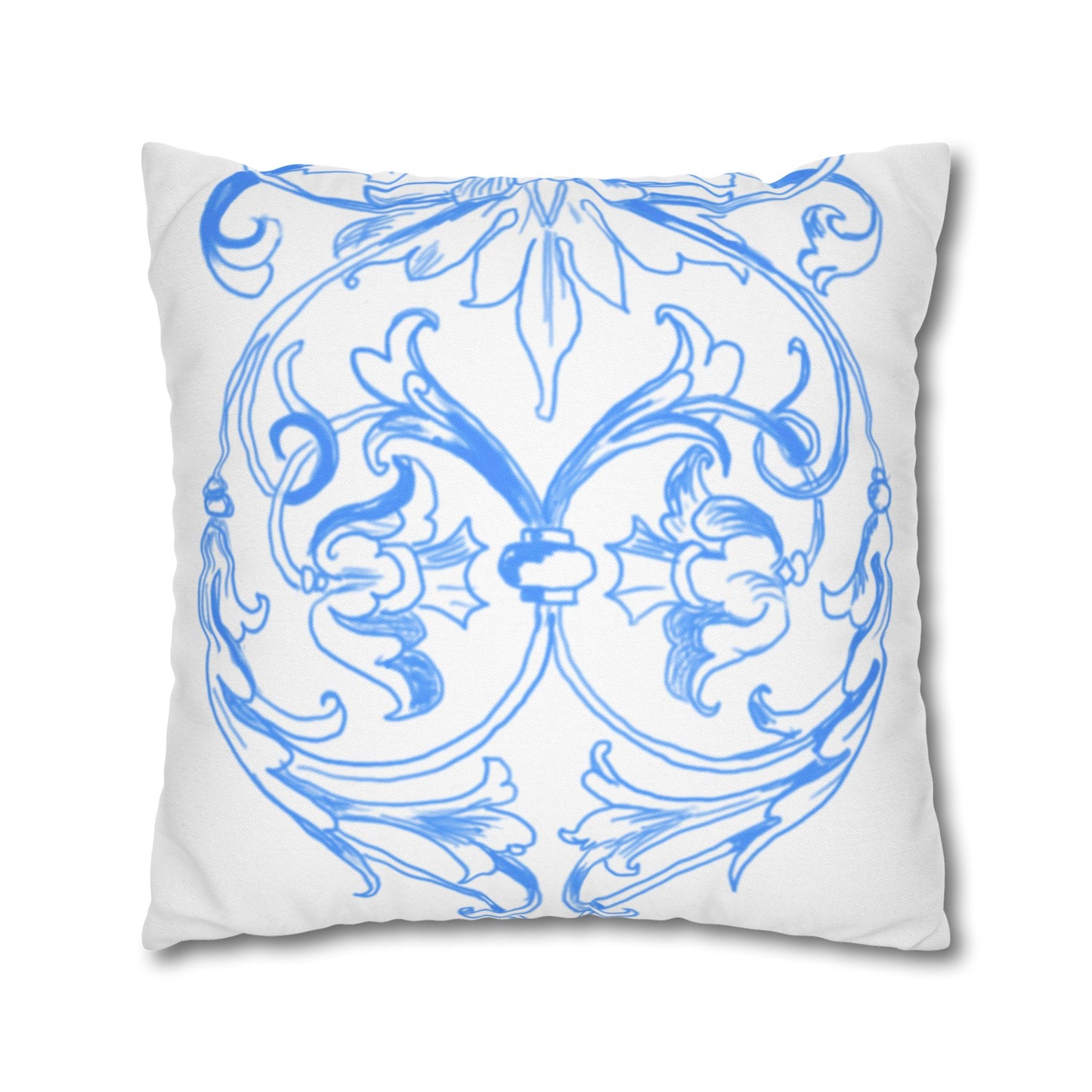 Blue and White Porcelain Square Pillowcase