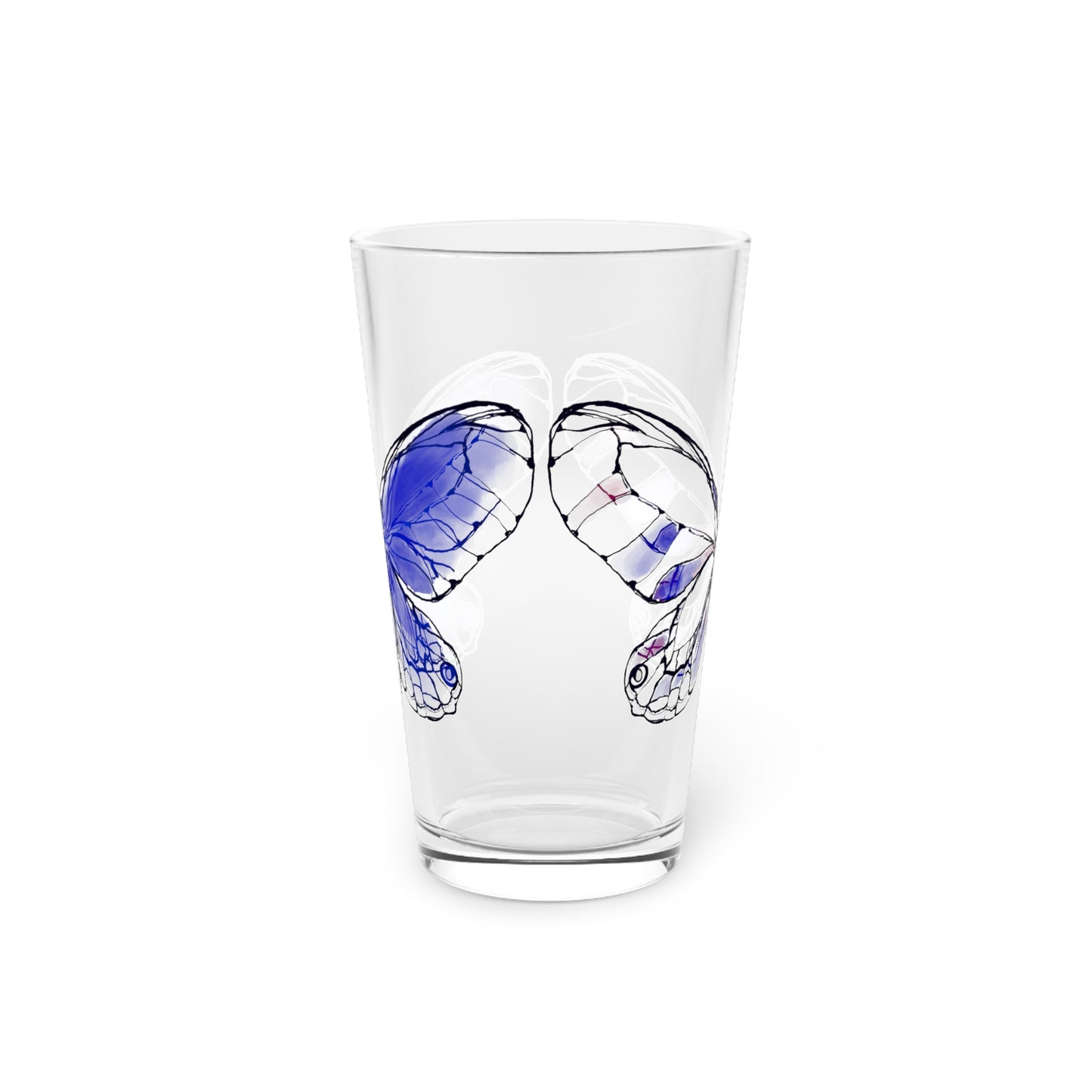 Butterfly Blossom Romp Pint Glass In Navy, 16oz