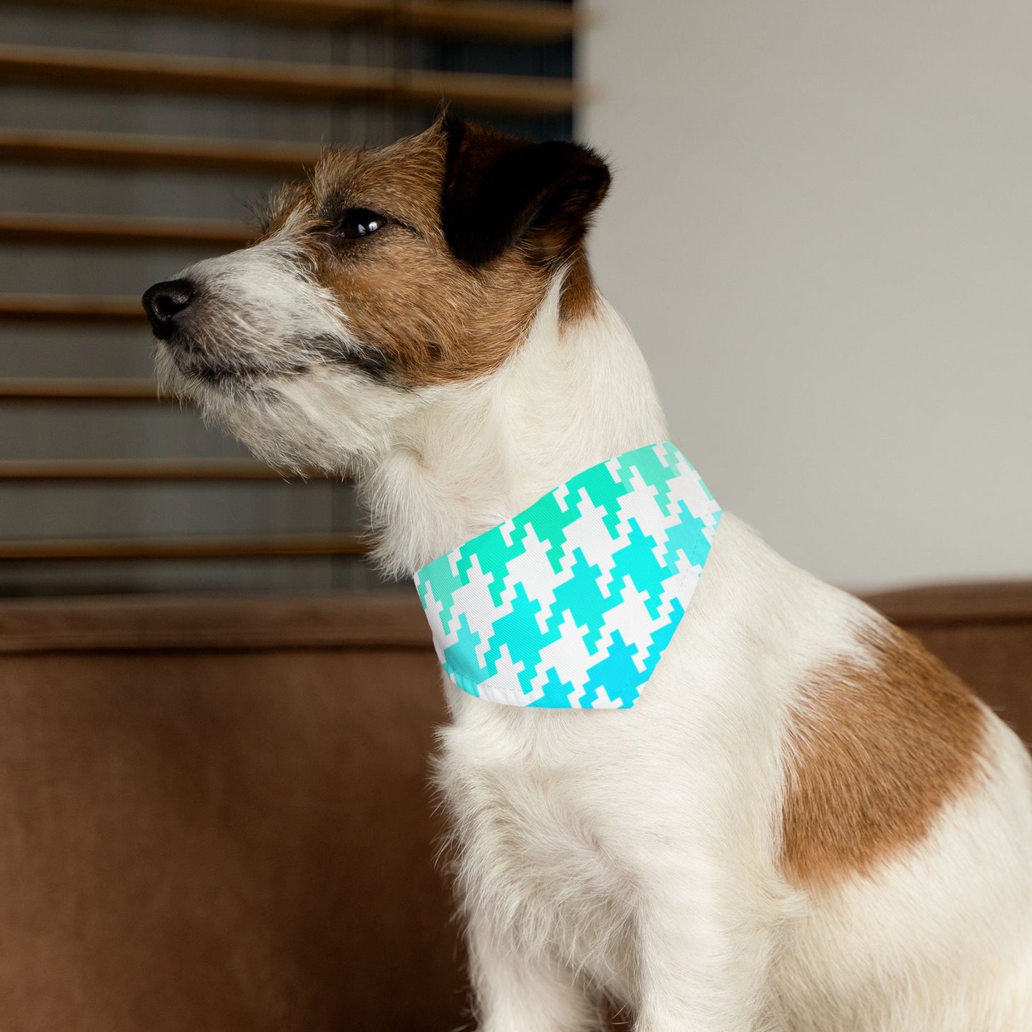 Pet Bandana Aqua Houndstooth Fun