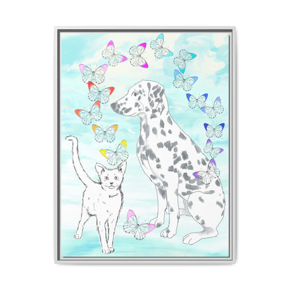 Butterfly Chroma Friendship Matte Canvas, Framed  (White)
