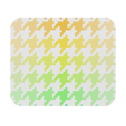 Houndstooth Fun in Green and Orange Mouse Pad