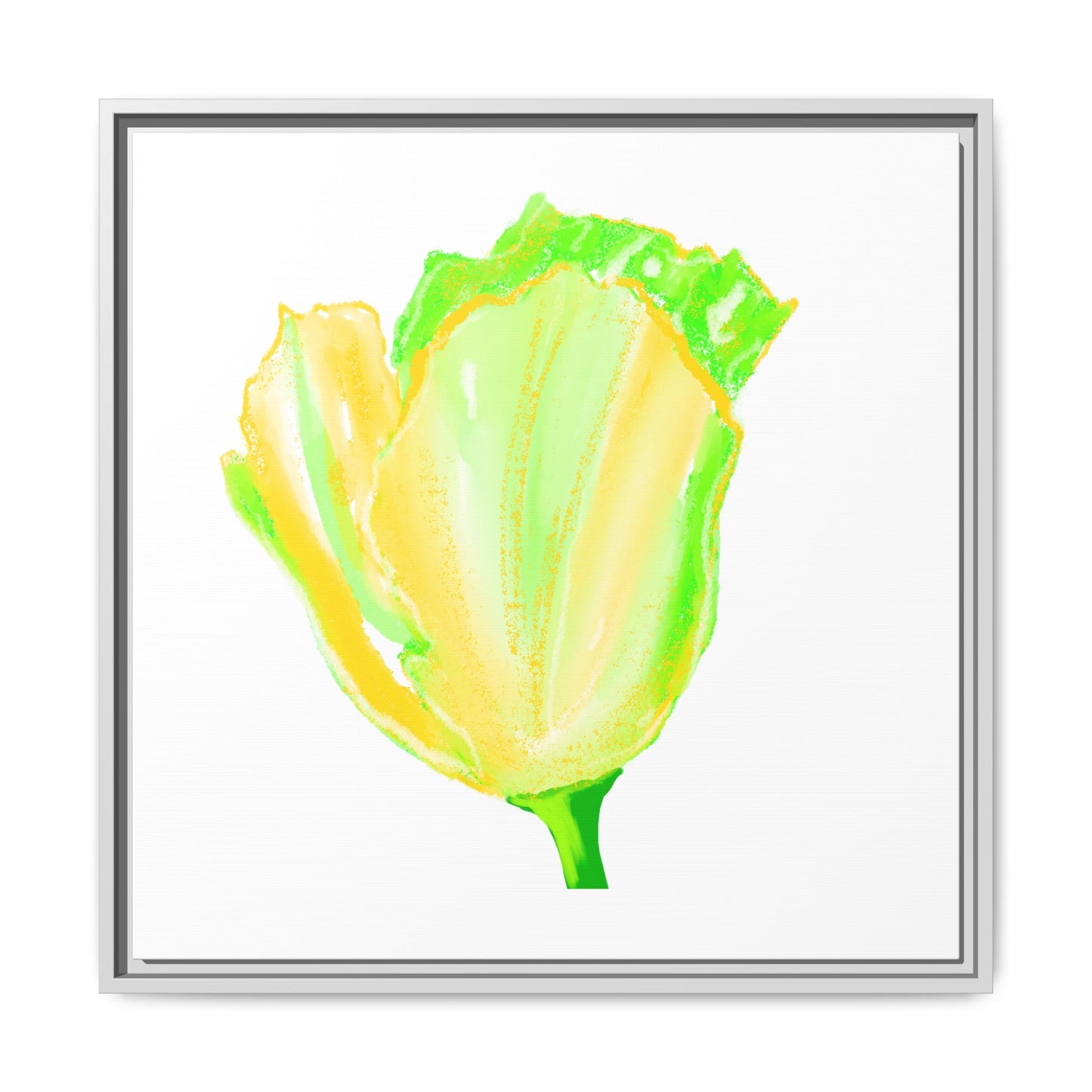 Dancing Tulips Matte Canvas, Framed (Multi-color) Yellow Green