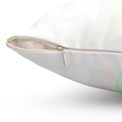 Zinnia Color Splash Spun Polyester Square Pillow,  Aqua, Blue Green