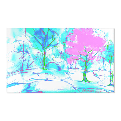 Inspirational Landscapes Indoor/Outdoor Area Rug, "Adventure Is Best",  Blue, Aqua, and Lilac