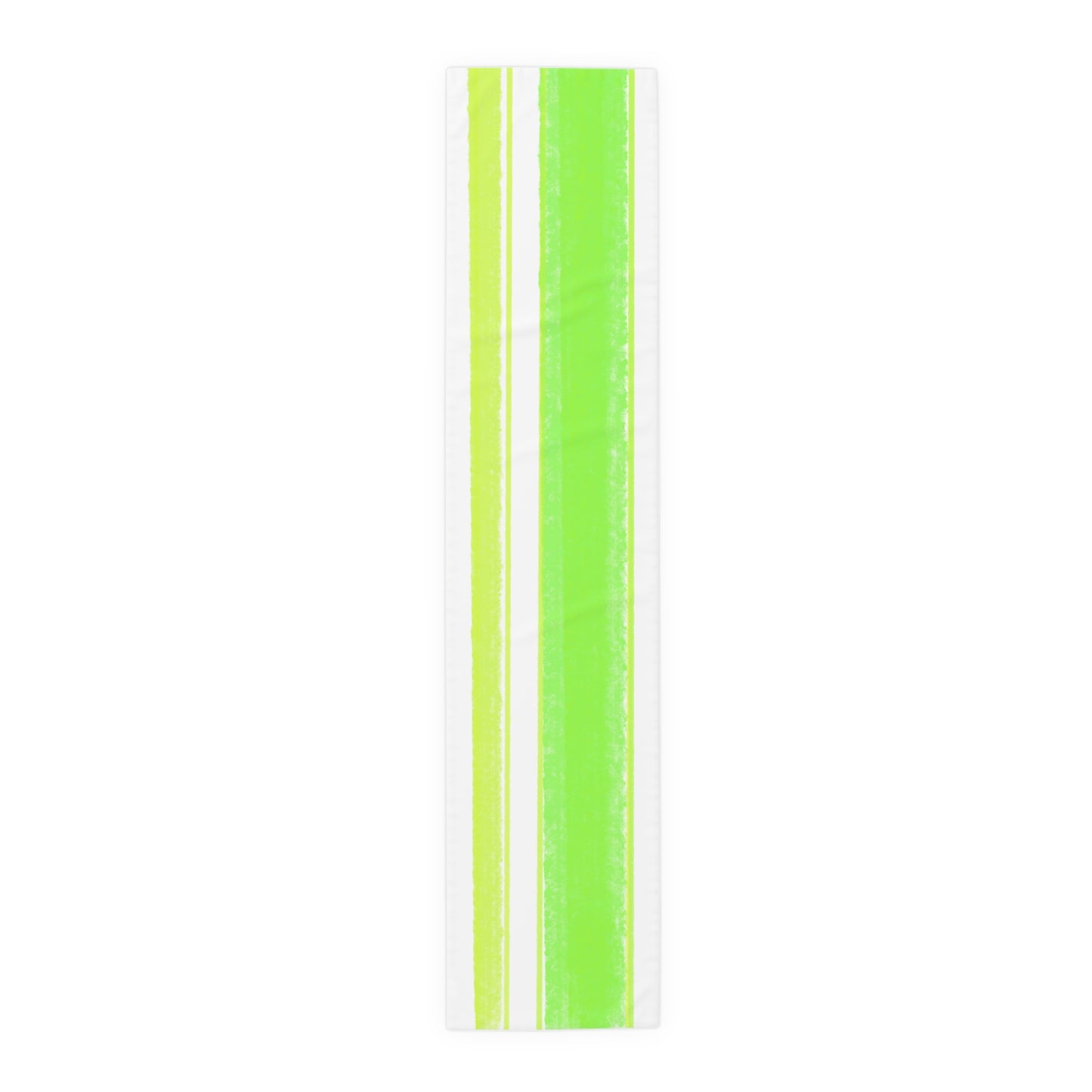 Mega Stripe Table Runner (Cotton Creamy White, Poly Bright White), Green