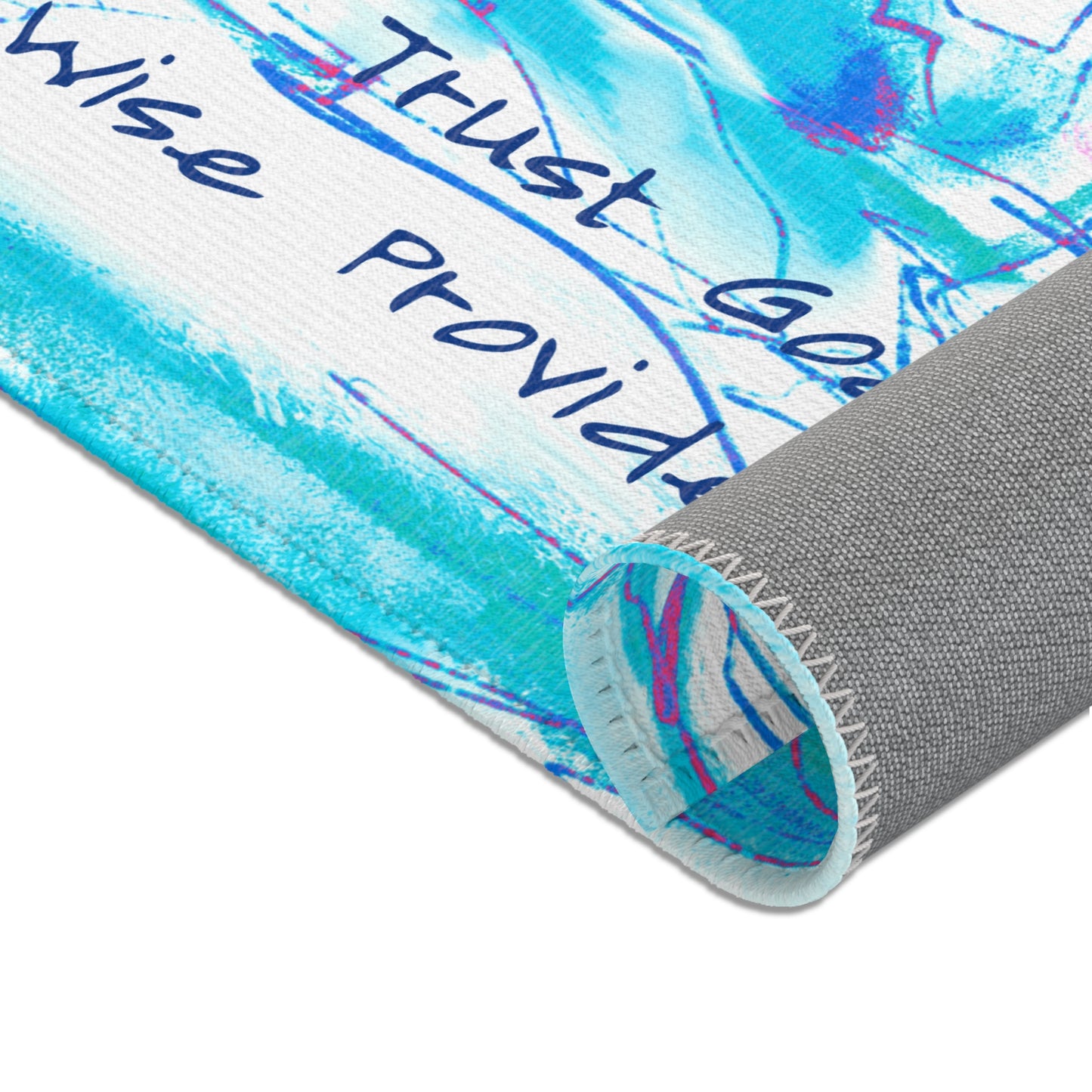Inspirational Landscapes "Trust God's Providence" Indoor Area Rug in Pink and Blue, (one size 36" x 24")