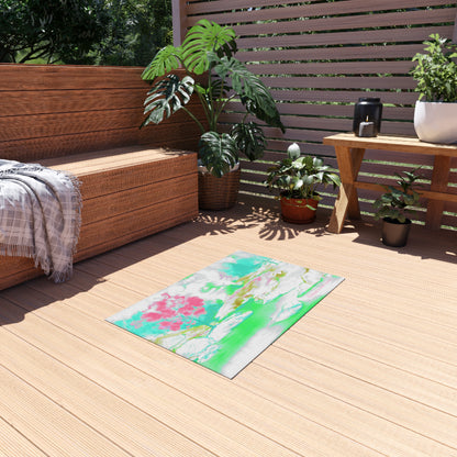 Inspirational Landscapes "Kindness is never wasted"  Indoor/Outdoor Area Rug in Lime, Aqua, and Raspberry (36" x 24")