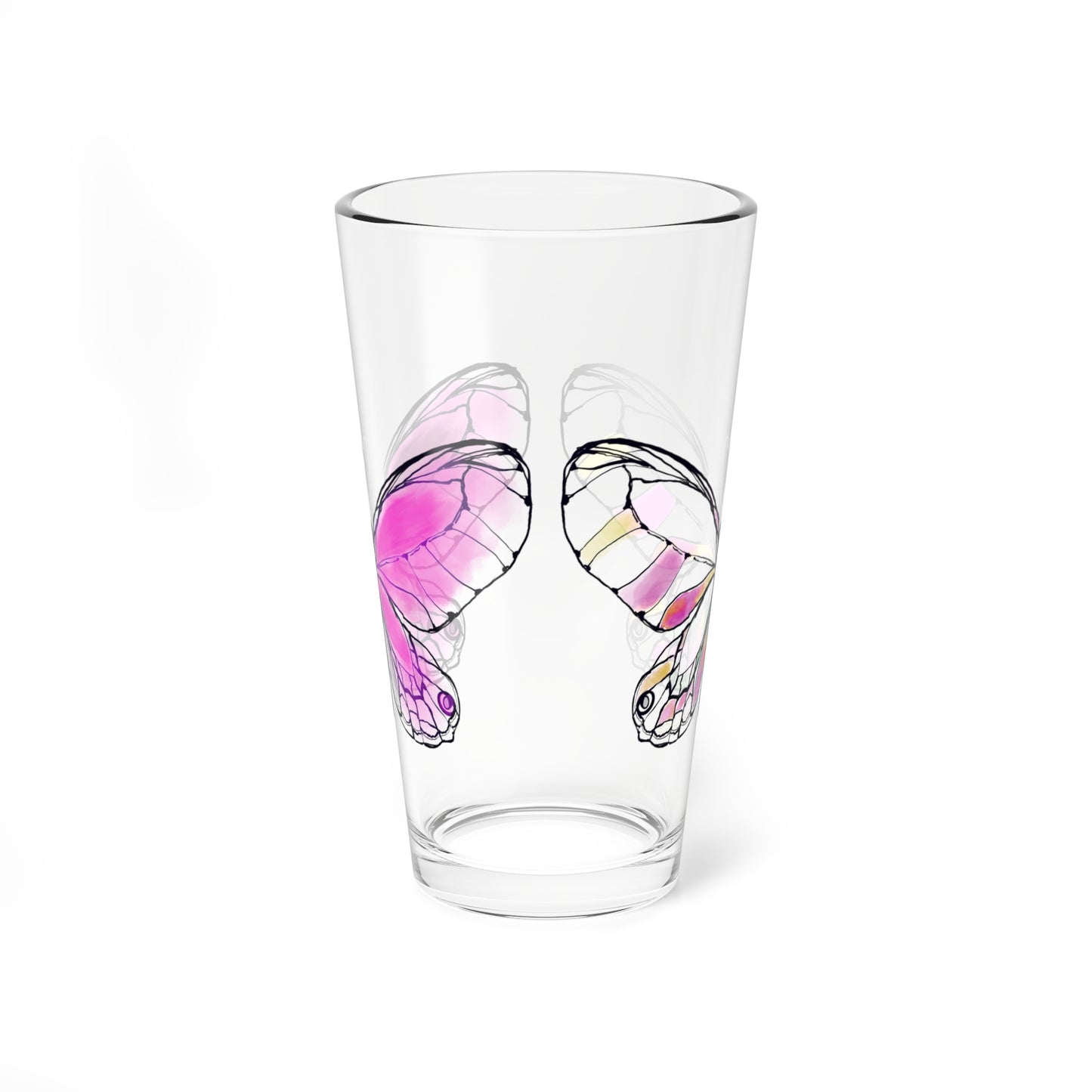 Mixing Glass, 16oz Butterfly Colorful Watercolor