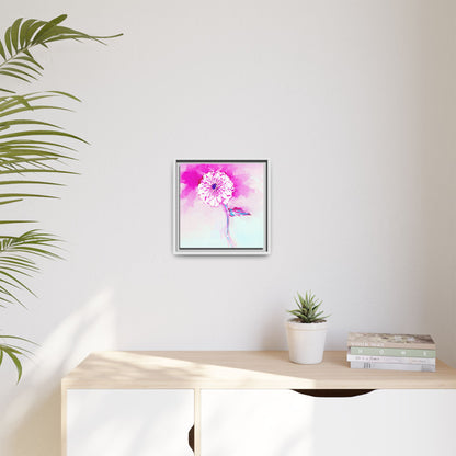Zinnia Color Splash Matte Canvas Bright Raspberry Framed