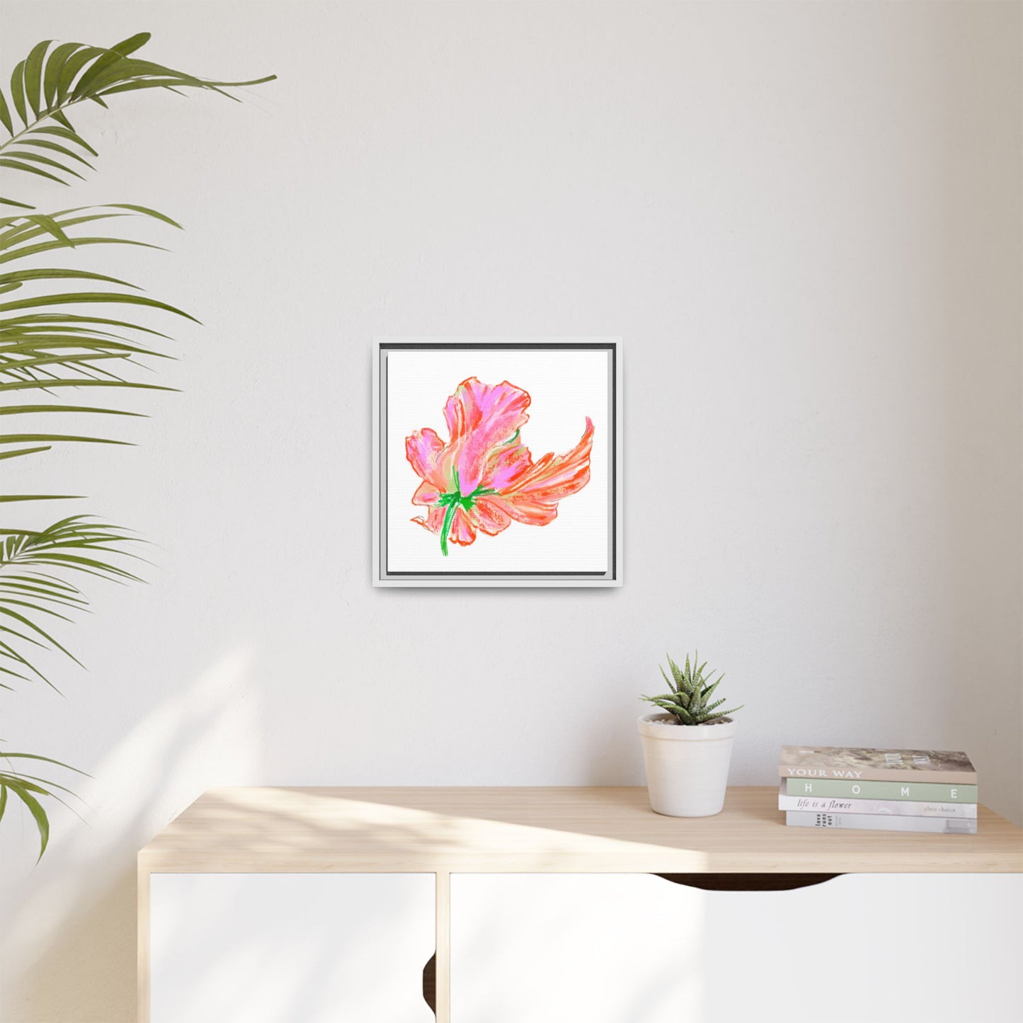 Dancing Tulips Matte Canvas, Framed (Multi-color) Orange Pink