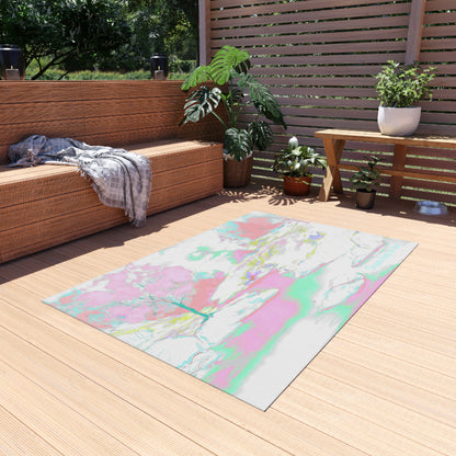 Inspirational Landscapes Indoor/Outdoor Area Rug "Dreams keep us alive", blues and pinks