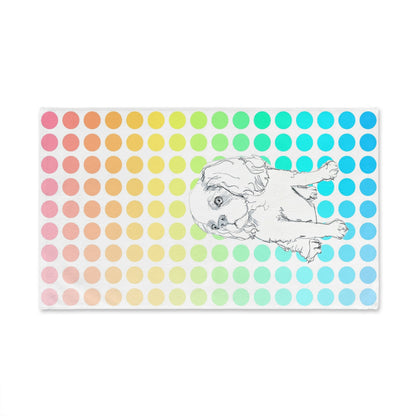 Dogi Fun Hand Towel, Cocker Spaniel and Multi-Color Polka Dots