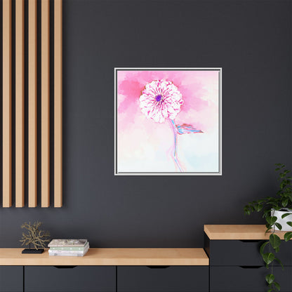 Zinnia Color Splash Matte Canvas Light Pink Framed