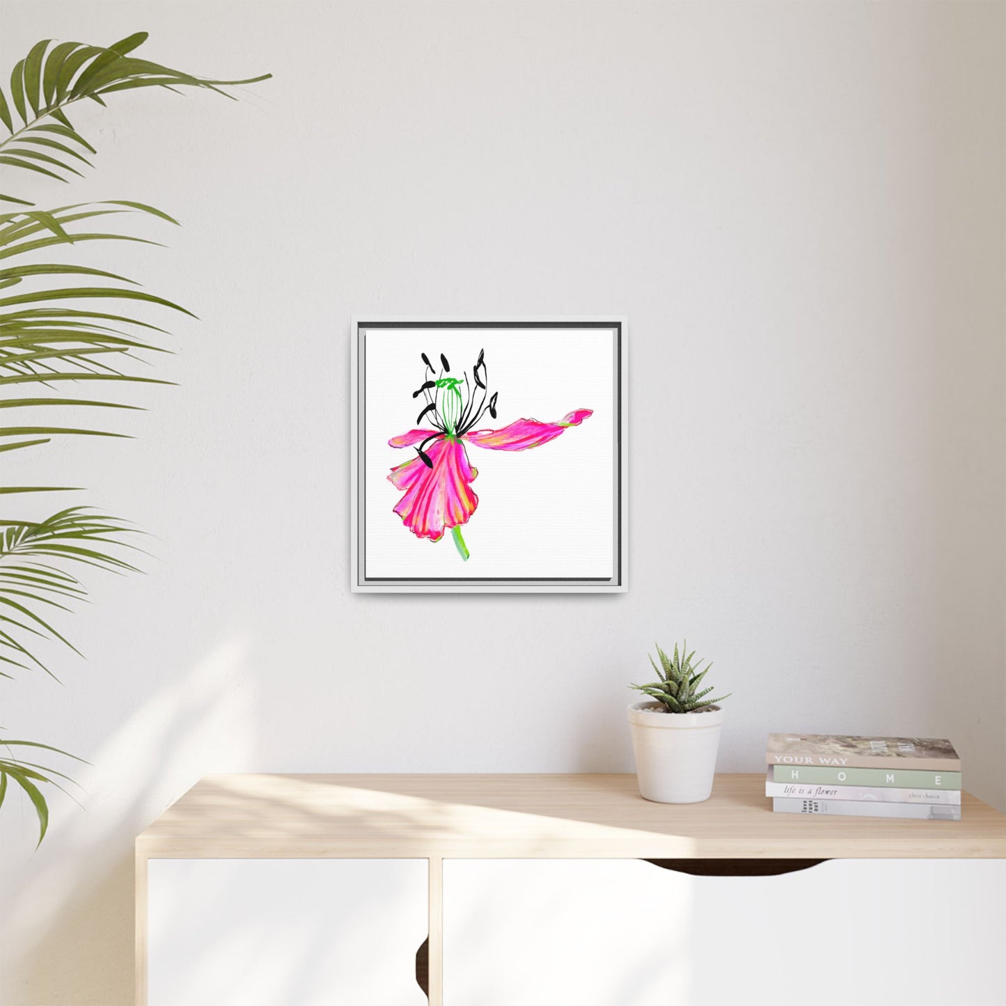 Dancing Tulips Matte Canvas, Framed (Multi-color) Raspberry