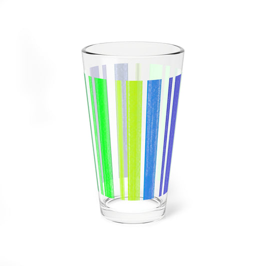 Mixing Glass, 16oz Blue & Green Watercolor Stripes