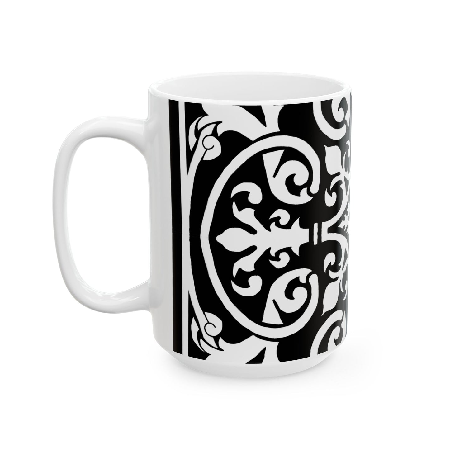 Scrollwork Ceramic Mug Black