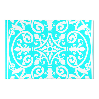 Scrollwork Indoor/Outdoor Rug Aqua