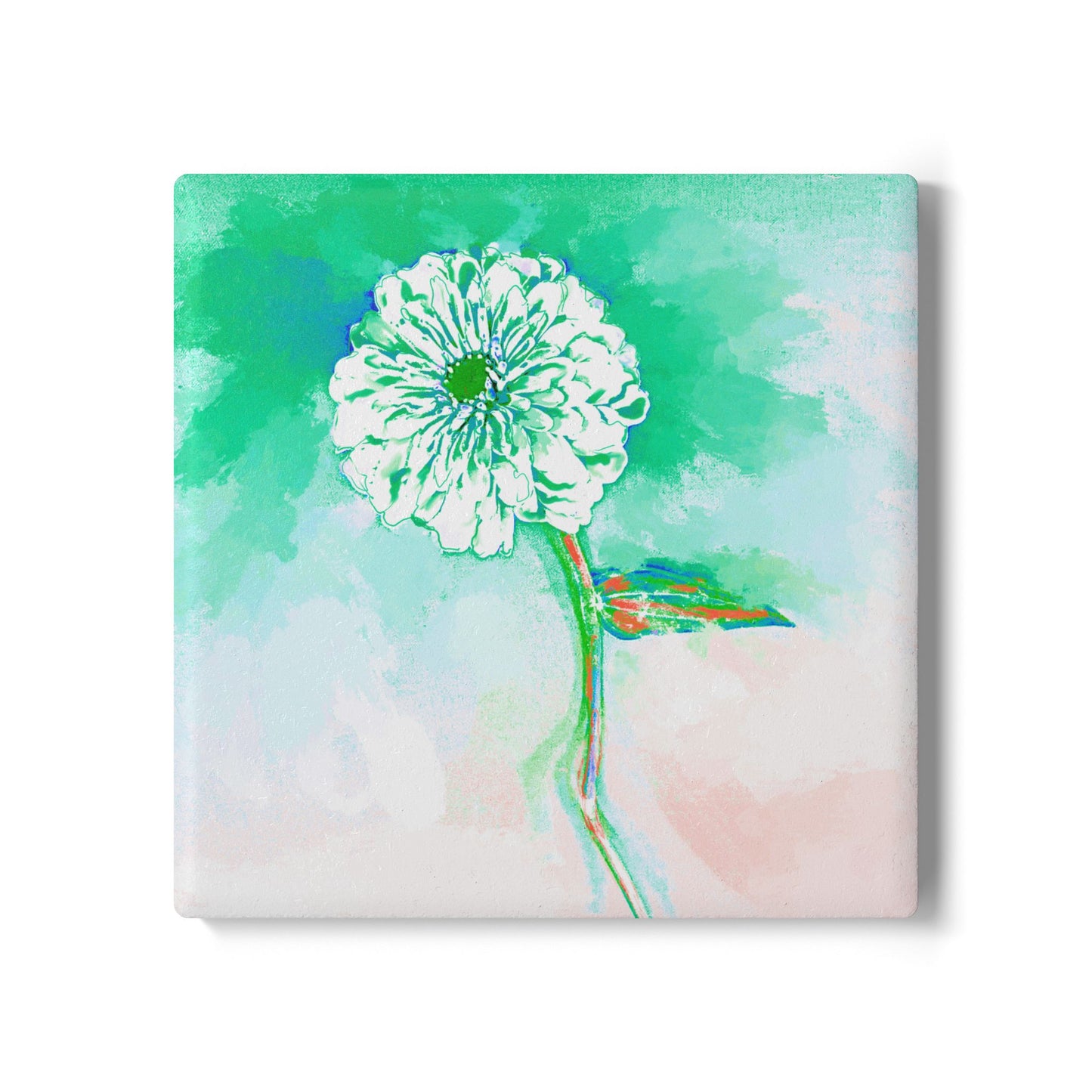 Zinnia Ceramic Coaster, Turquoise