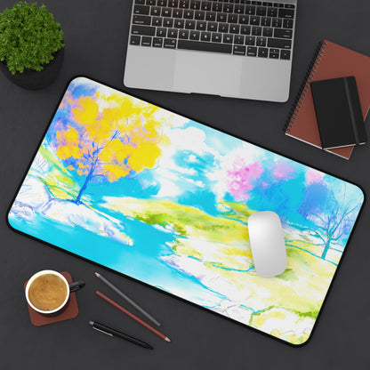 Joyful Landscapes Desk Mat, Yellow and Blue