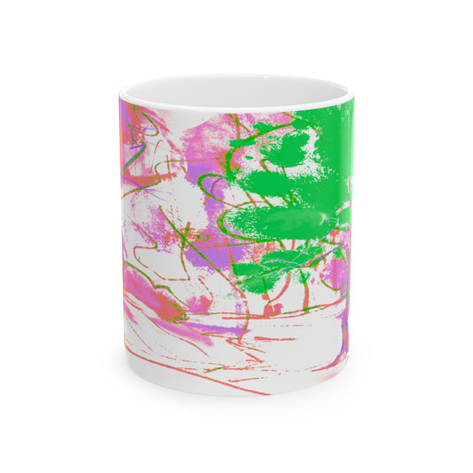 Joyful Landscapes Ceramic Mug in Purple and Green, 11oz, 15oz.
