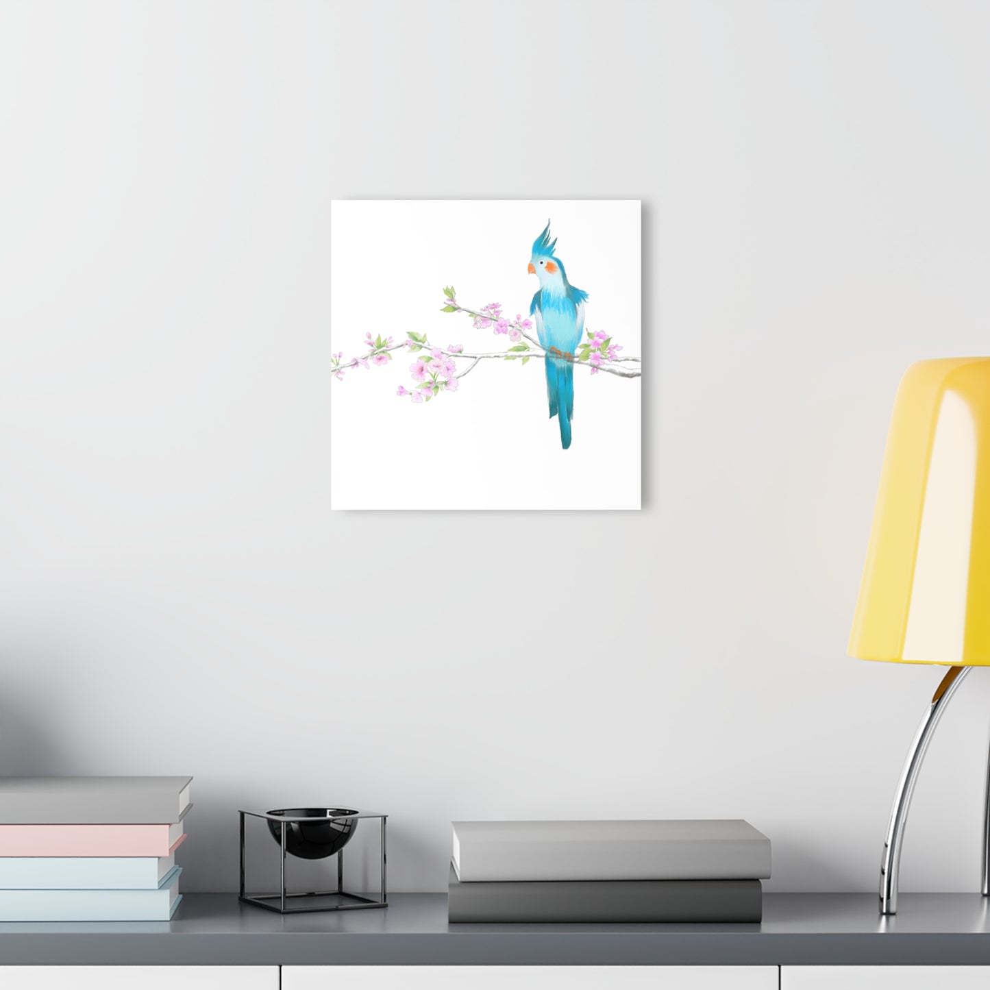 Jolly Birds Acrylic Prints (French Cleat Hanging) teal