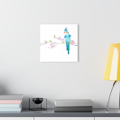 Jolly Birds Acrylic Prints (French Cleat Hanging) teal