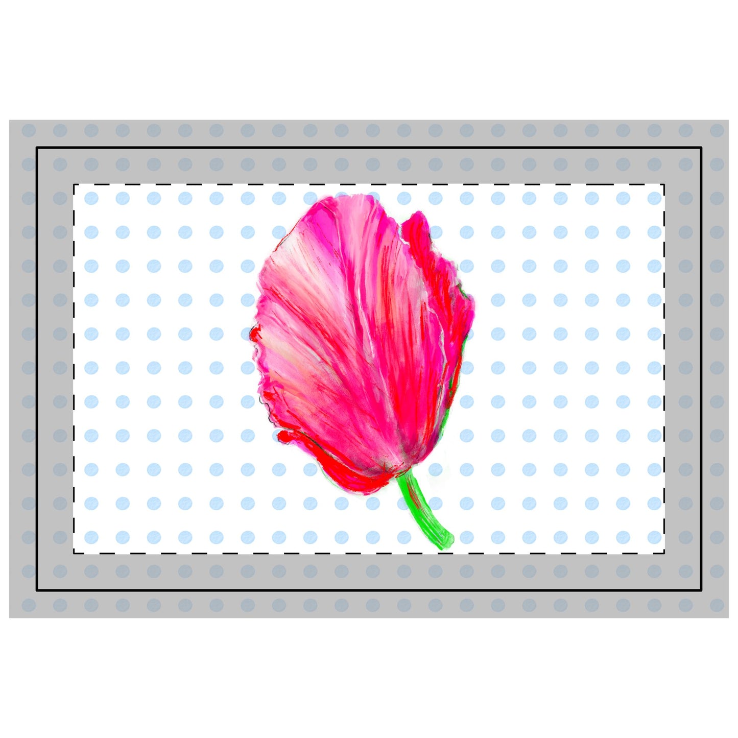 Vibrant Tulips Quilted Placemat Small Blue Polka Dots