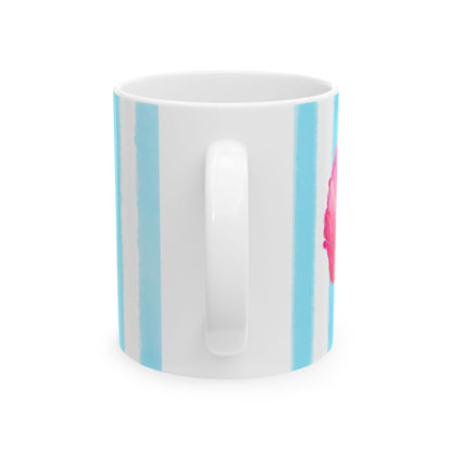 Dancing Tulips Mug Aqua Raspberry