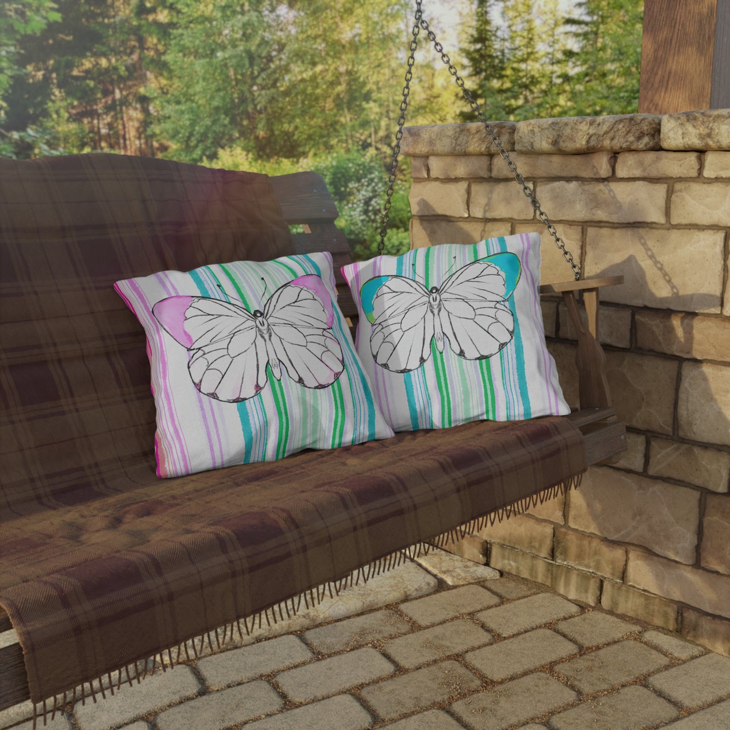 Pillows Outdoor Watercolor Butterfly Whimsy