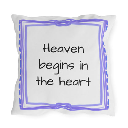 Chroma Outdoor Pillow Raspberry Green "Heaven begins in..."