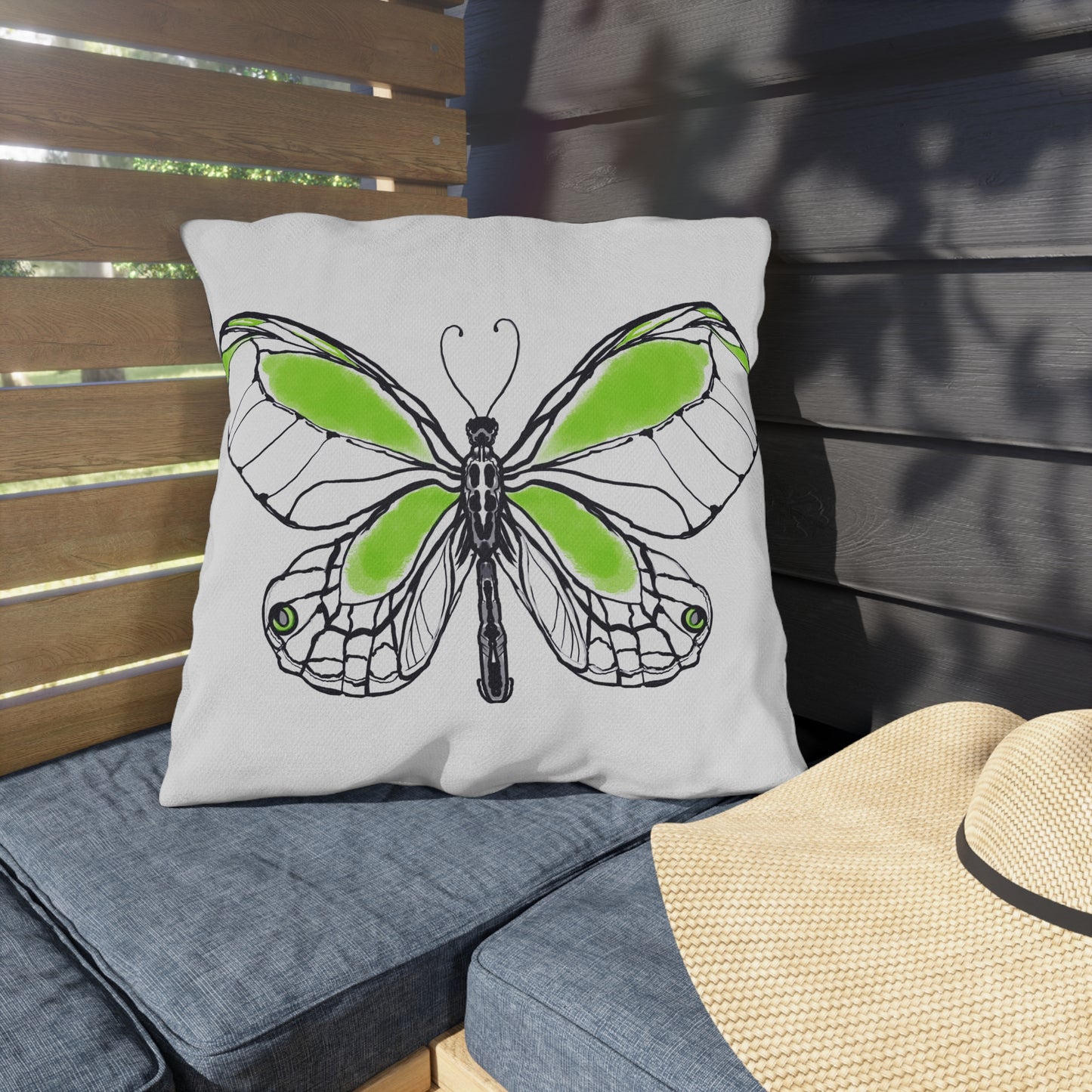 Outdoor Pillows Lulu Butterflies Green