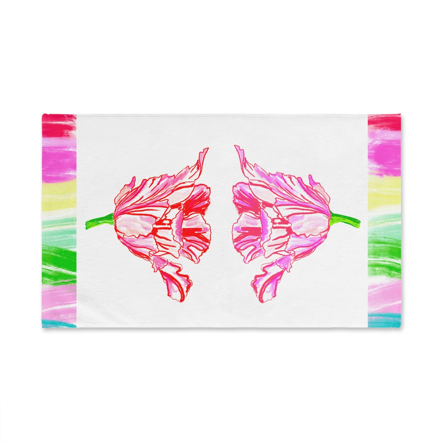 Dancing Tulips Hand Towel  Red