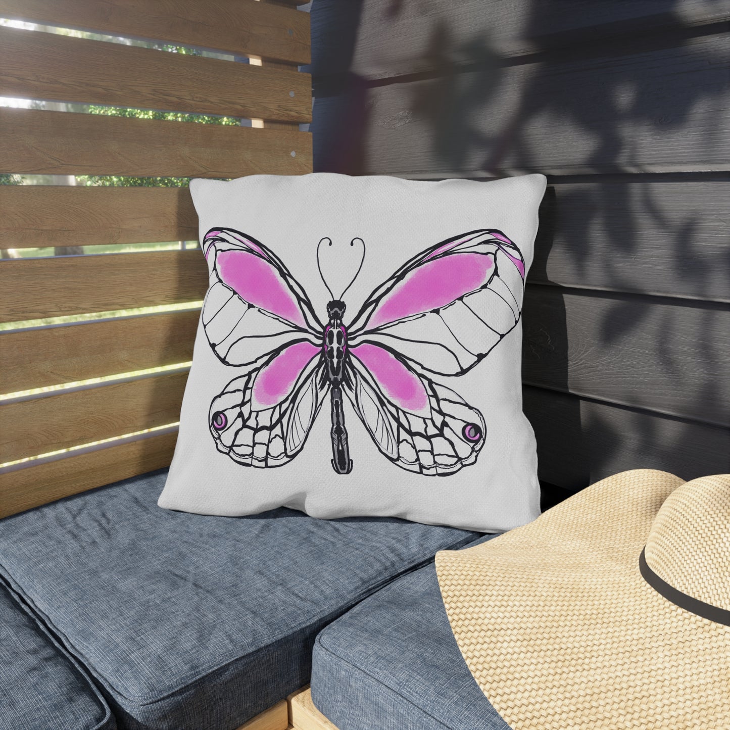 Outdoor Pillows Lulu Butterflies Light Pink