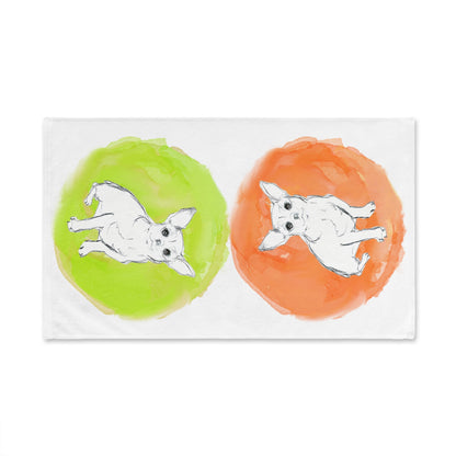 Dogi Fun Circles and Chihuahuas Hand Towel in Orange and Chartreuse