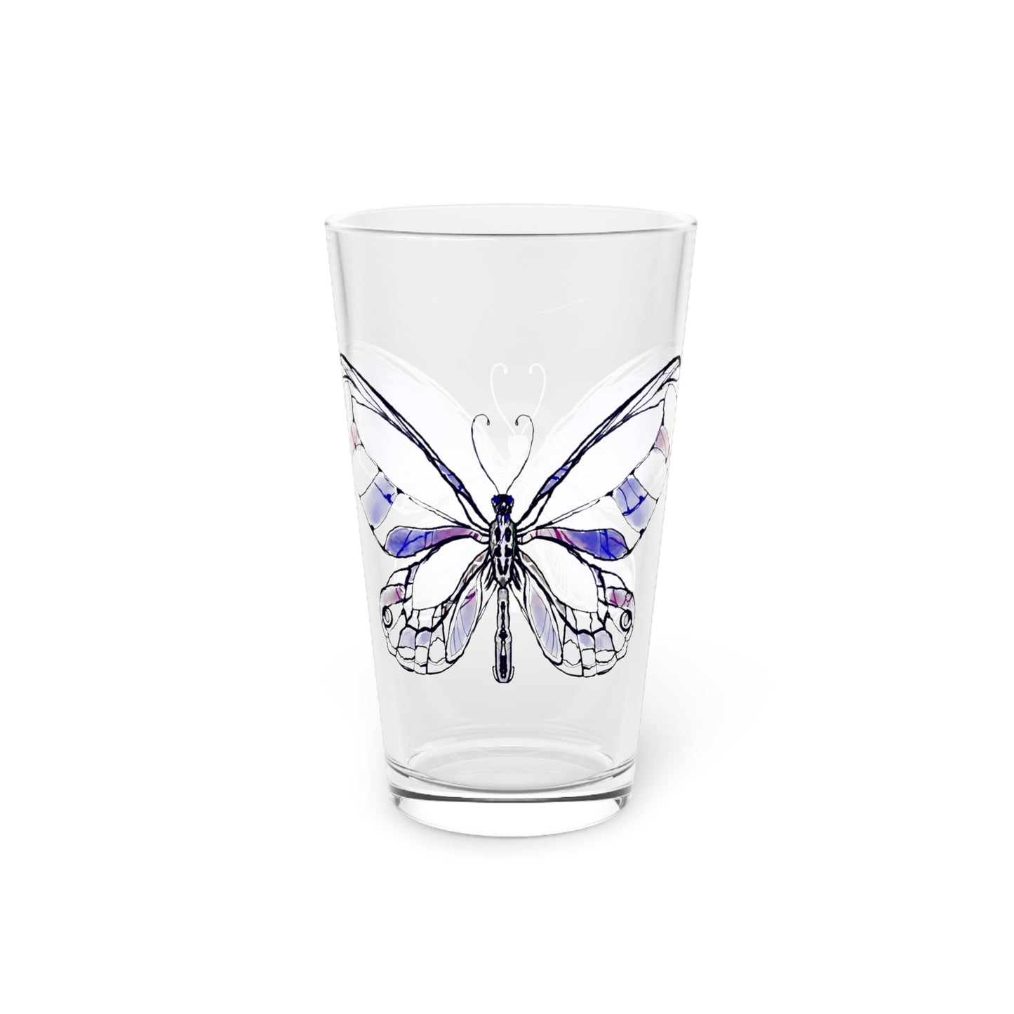 Butterfly Blossom Romp Pint Glass In Navy, 16oz