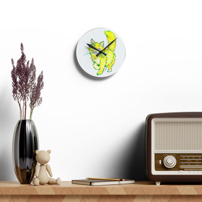 Colorful Cats & Dogs Wall Clock in Yellow
