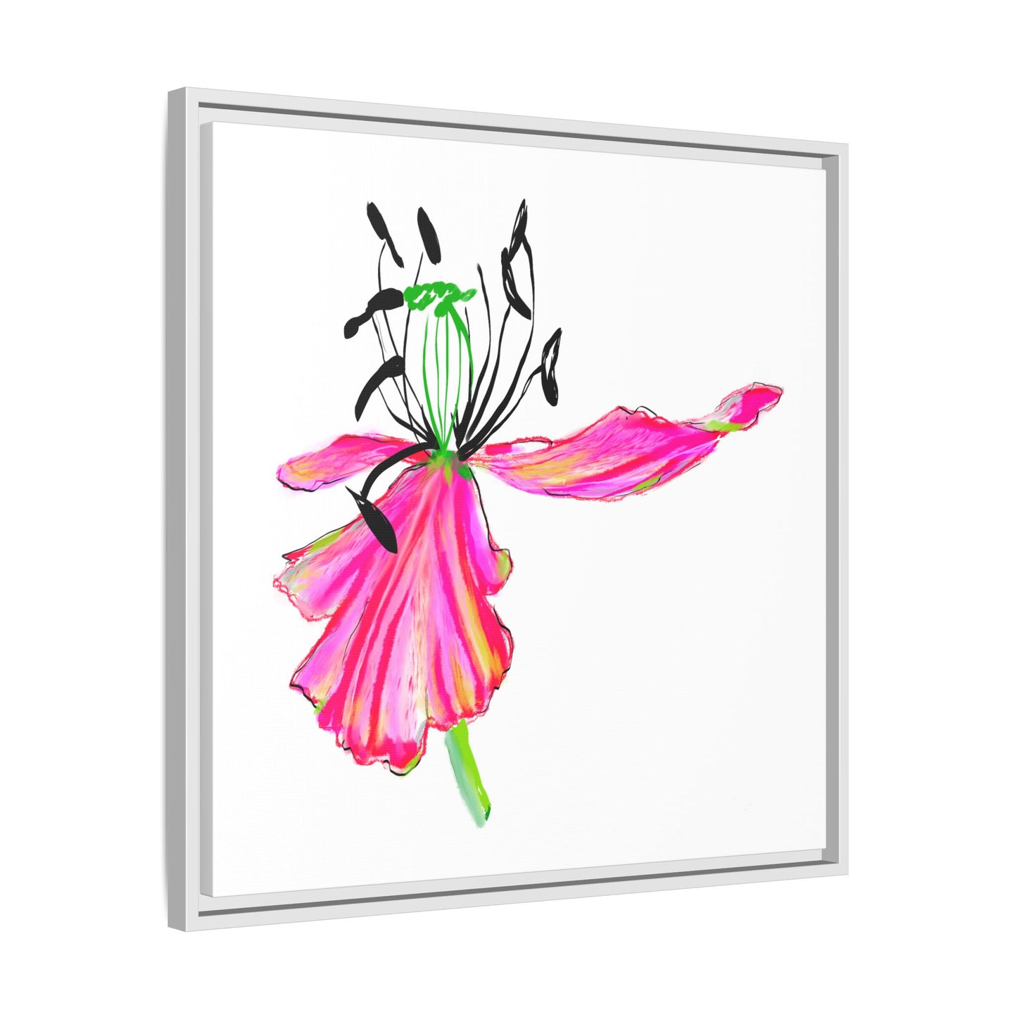 Dancing Tulips Matte Canvas, Framed (Multi-color) Raspberry