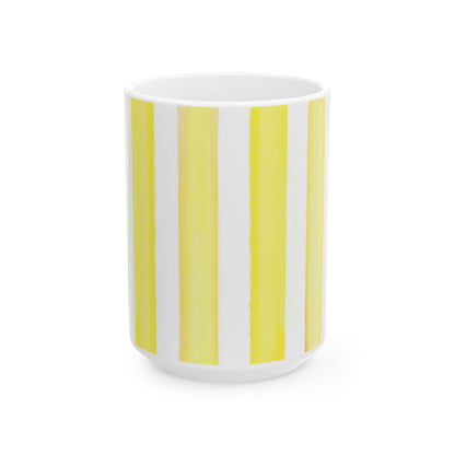 Watercolor Stripes Ceramic Mug Yellow