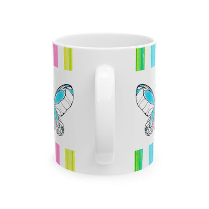 Mugs Butterfly Rainbow Stripe Ceramic Mug in Aqua