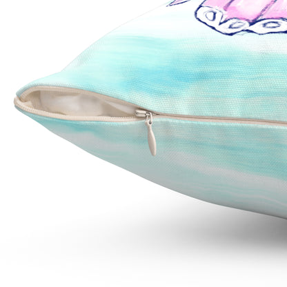 Square Pillow Butterfly Flutter Right Facing Pink