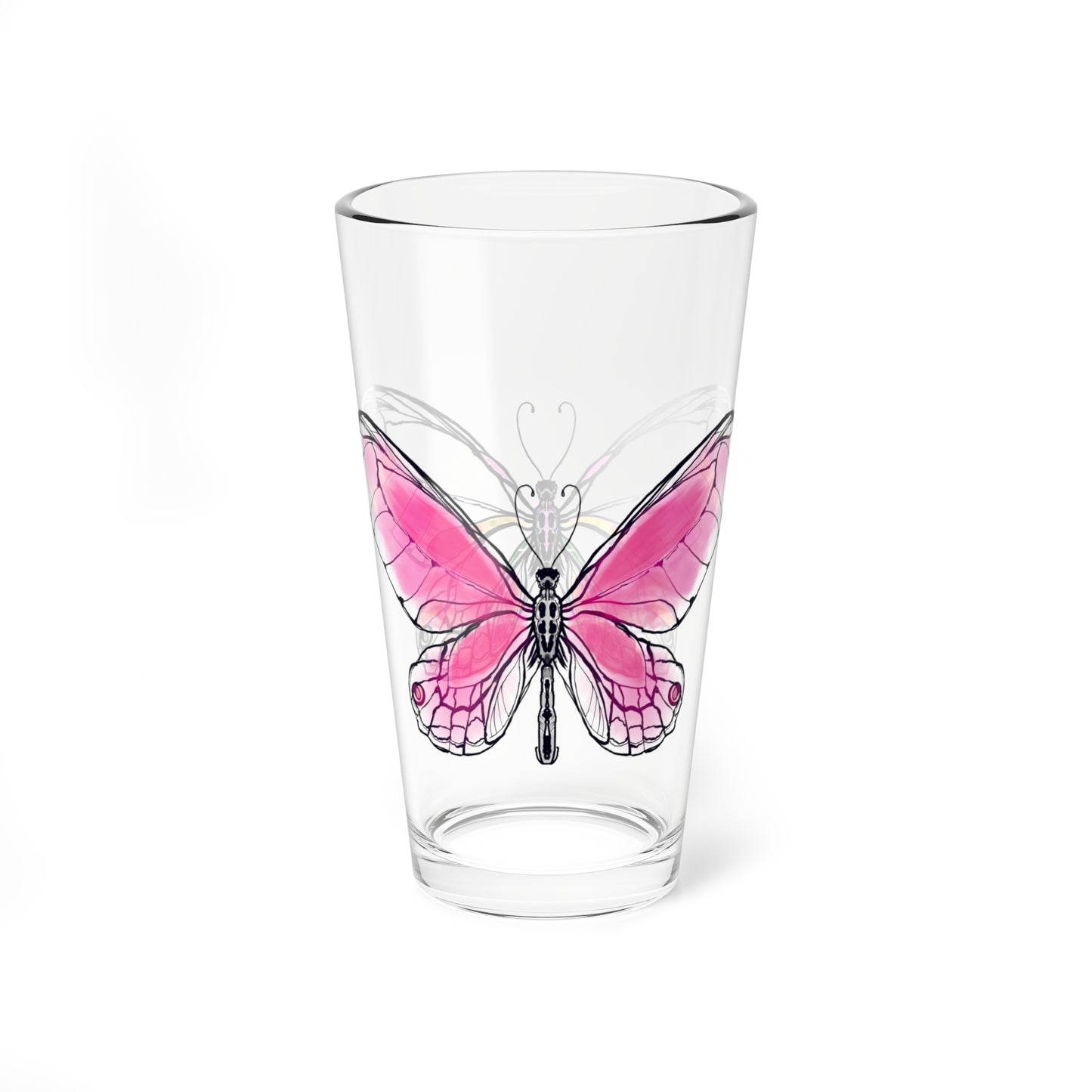 Mixing Glass, 16oz Butterfly Colorful Watercolor