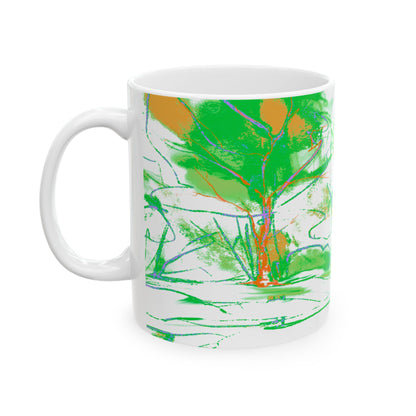 Joyful Landscapes Ceramic Mug in Green and Purple, 11oz, 15oz