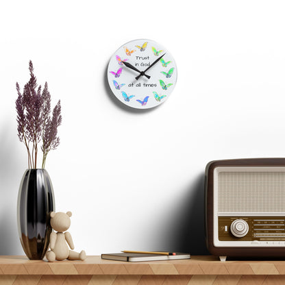 Blossom Glide Acrylic Wall Clock Trust God at all times