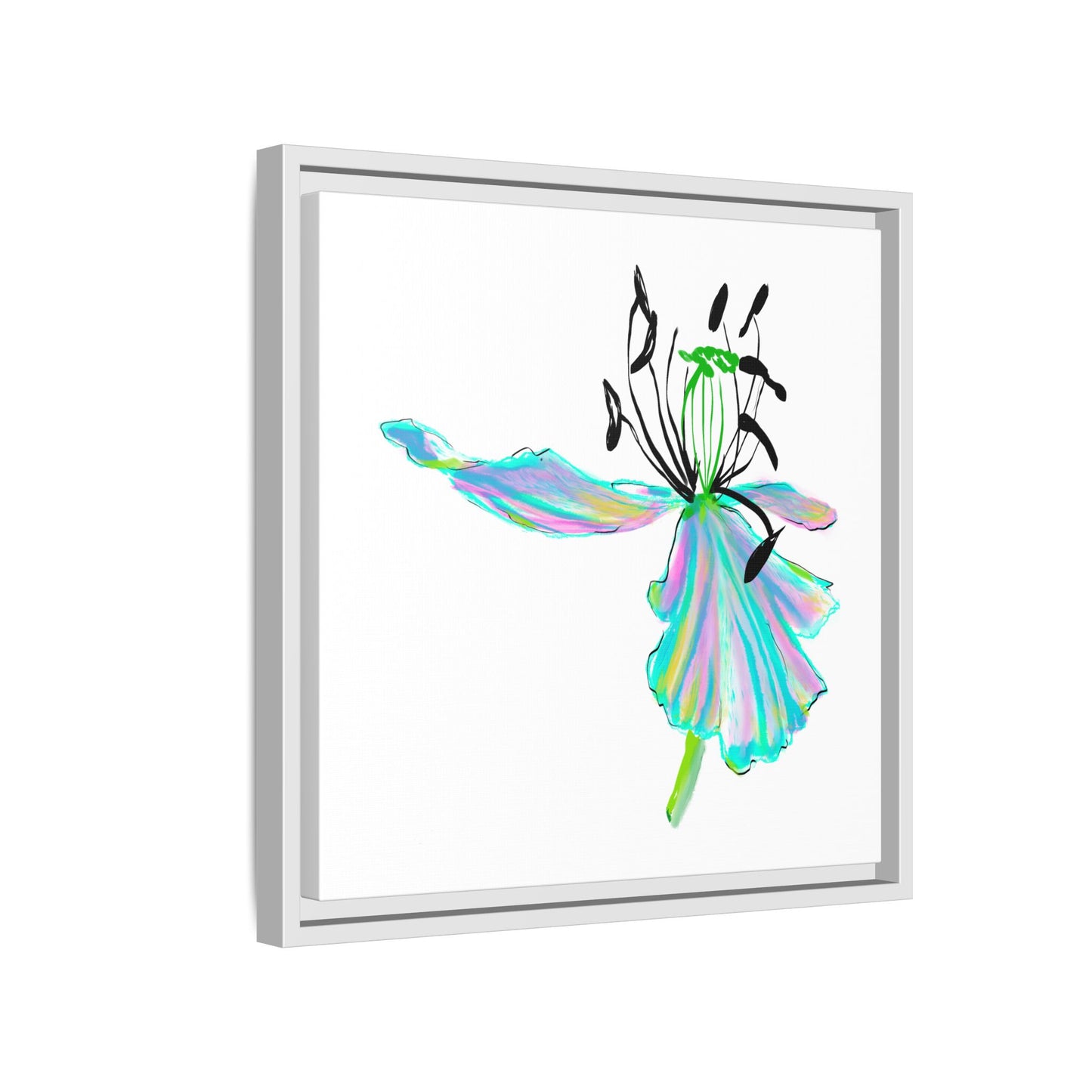 Dancing Tulips Matte Canvas, Framed (Multi-color) Aqua Blue