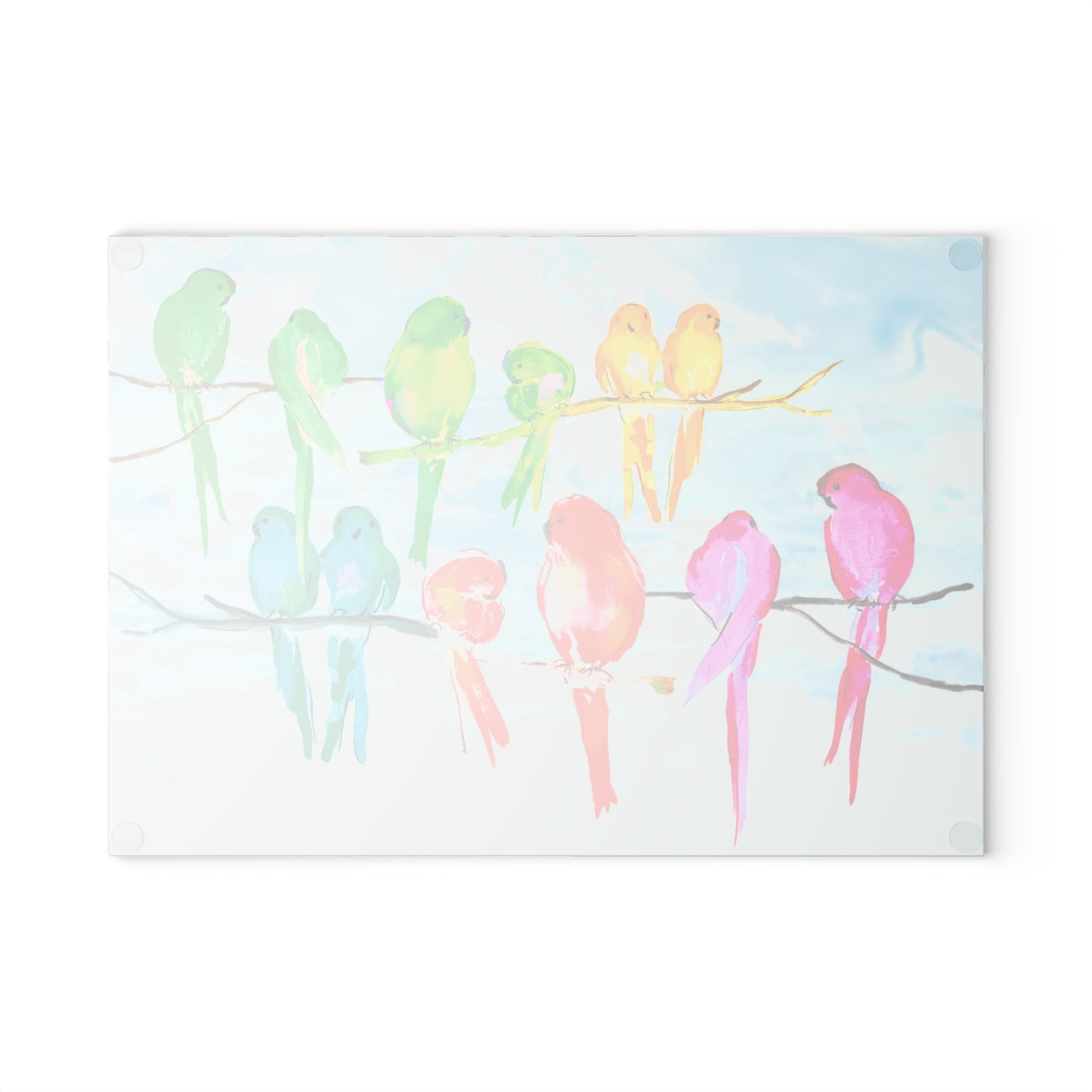Glass Cutting Board Birds on a Branch