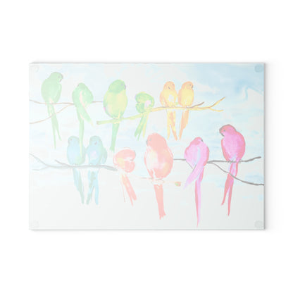 Glass Cutting Board Birds on a Branch
